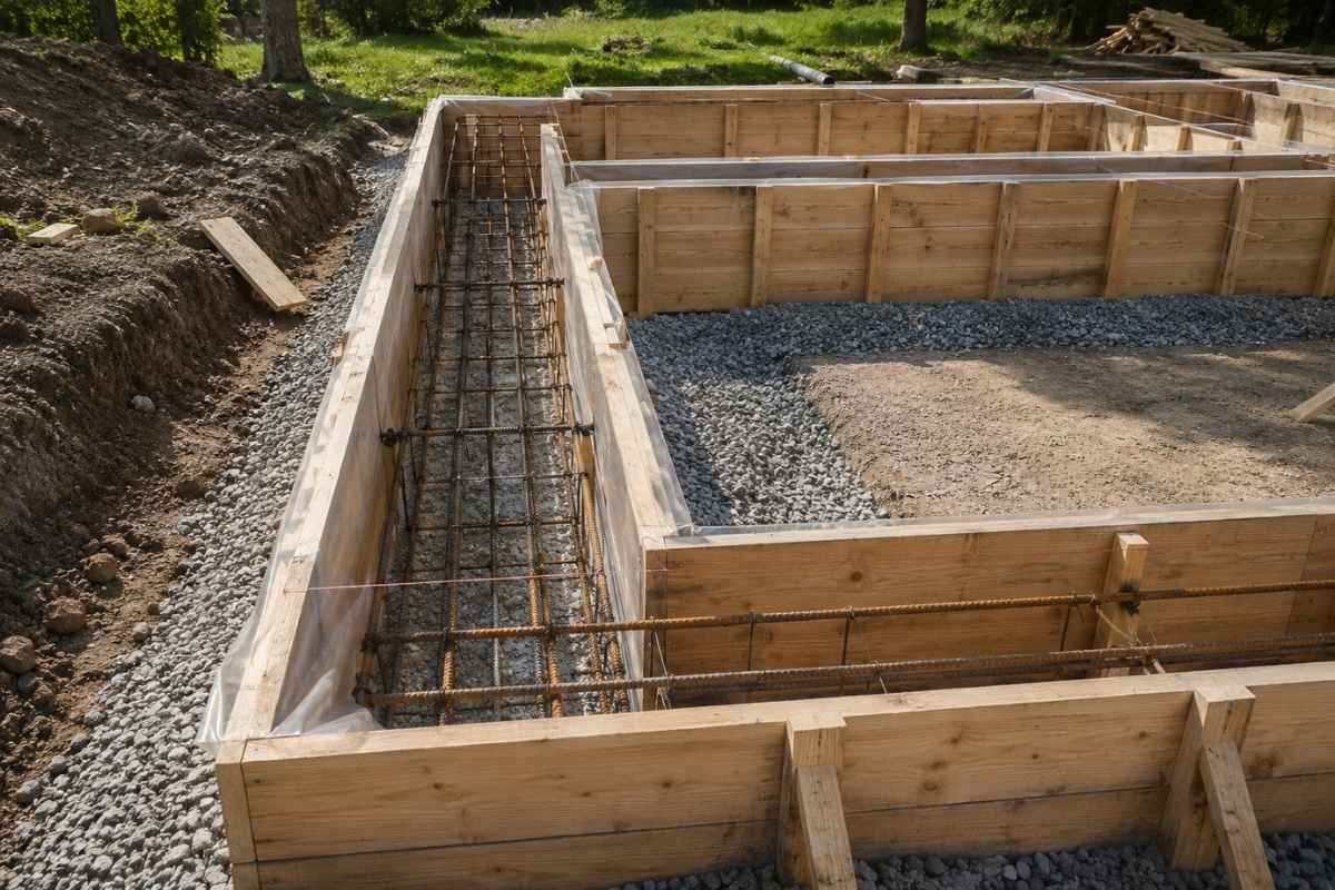 postavljena oplata pre betoniranja temelja